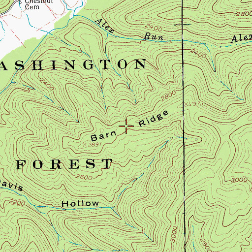 Topographic Map of Barn Ridge, VA