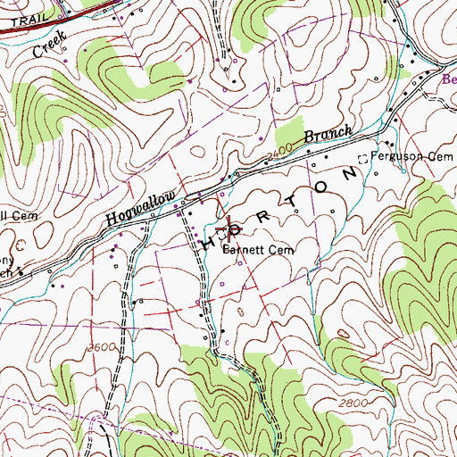 Topographic Map of Barnett Cemetery, VA