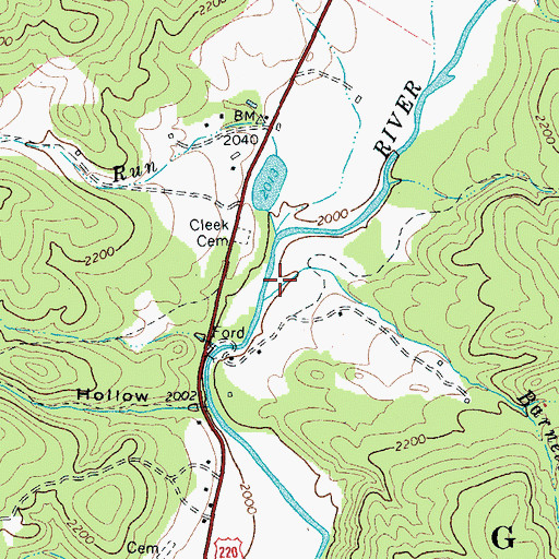Topographic Map of Barnetts Run, VA