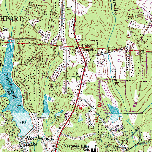 Topographic Map of Flatwoods, AL