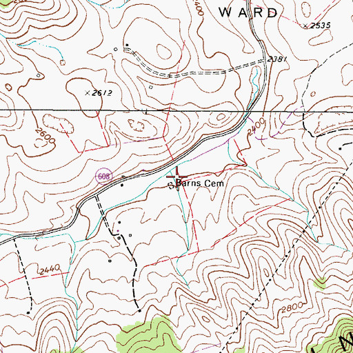 Topographic Map of Barns Cemetery, VA