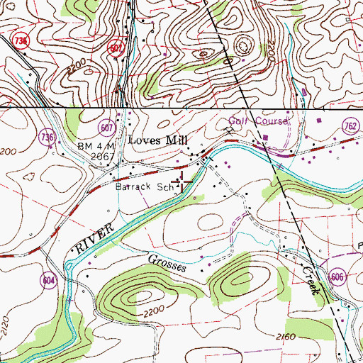 Topographic Map of Barrack School, VA