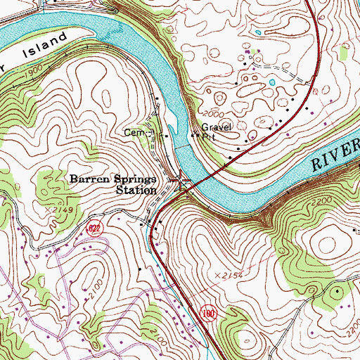 Topographic Map of Barren Springs Station, VA