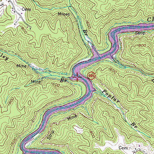 Topographic Map of Bartley Branch, VA