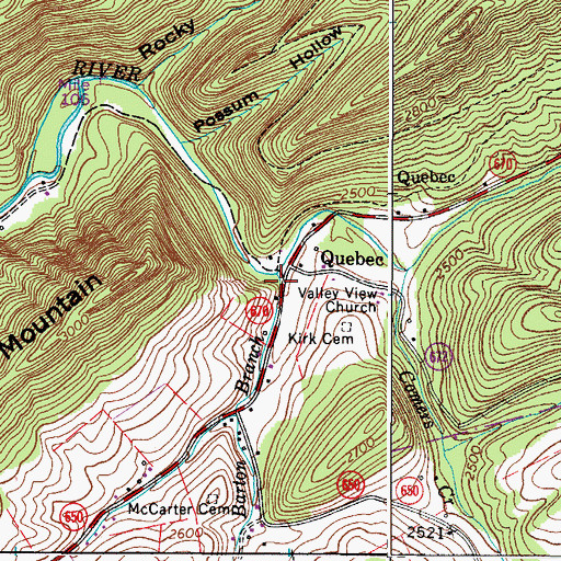 Topographic Map of Barton Branch, VA