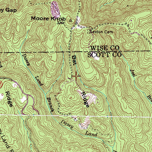 Topographic Map of Bat Ridge, VA