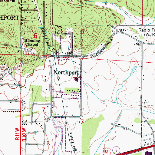 Topographic Map of Flatwoods Elementary School, AL