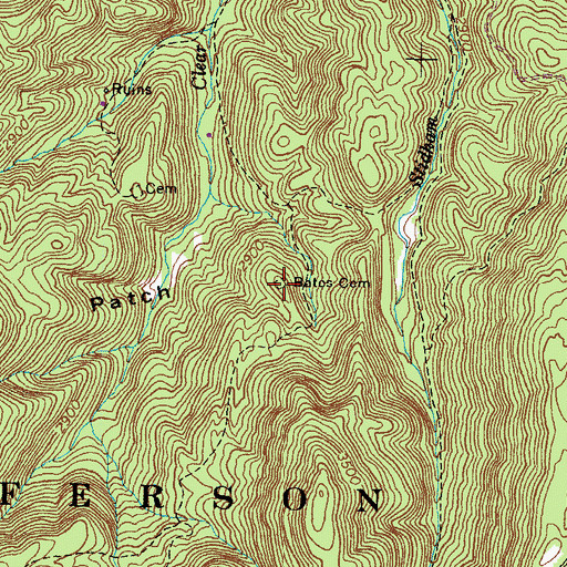 Topographic Map of Bates Cemetery, VA
