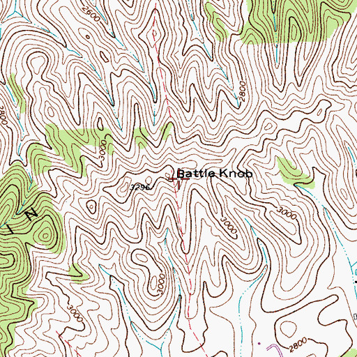 Topographic Map of Battle Knob, VA