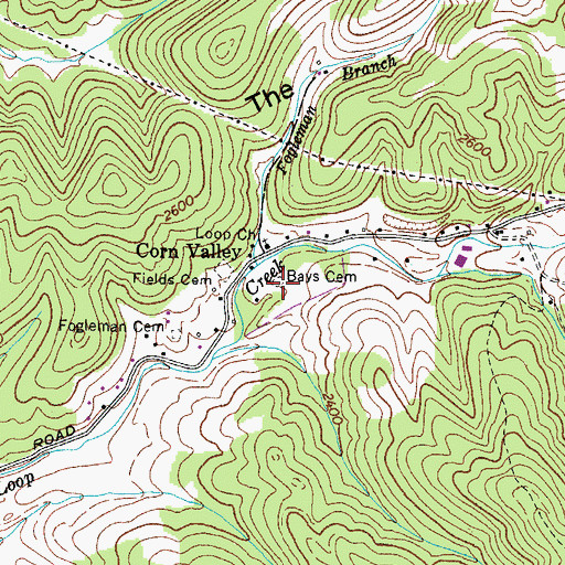 Topographic Map of Bays Cemetery, VA