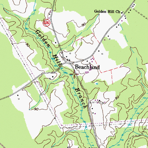 Topographic Map of Beachland, VA