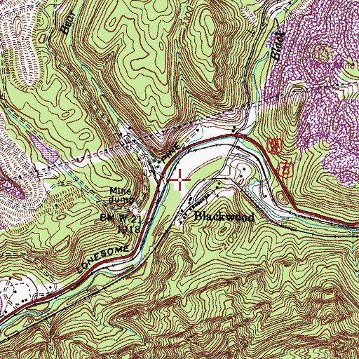 Topographic Map of Bear Branch, VA