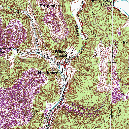 Topographic Map of Bear Branch, VA