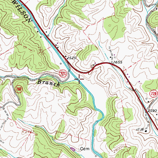 Topographic Map of Bear Branch, VA