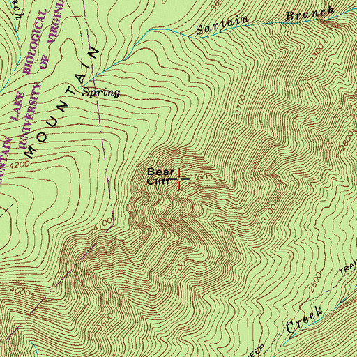 Topographic Map of Bear Cliff, VA