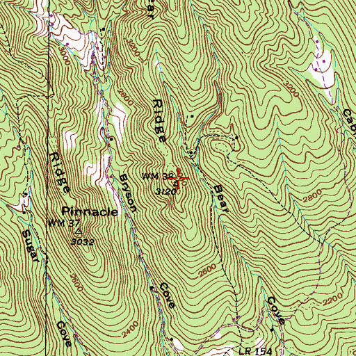 Topographic Map of Bear Ridge, VA