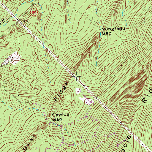 Topographic Map of Bear Ridge, VA