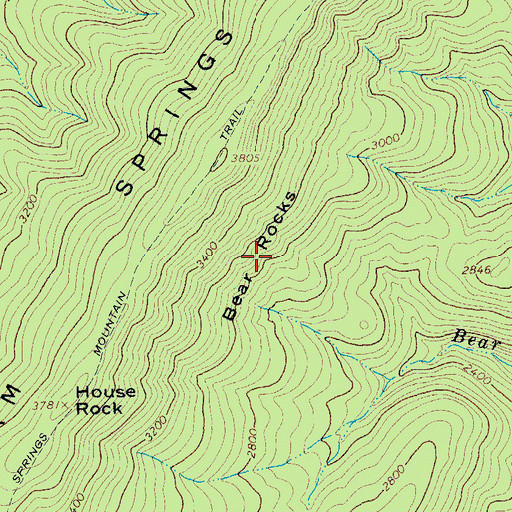 Topographic Map of Bear Rocks, VA