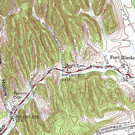 Topographic Map of Beard Cemetery, VA