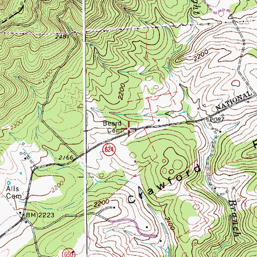 Topographic Map of Beard Cemetery, VA