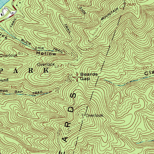 Topographic Map of Beards Gap, VA