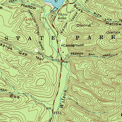 Topographic Map of Beards Gap Hollow, VA