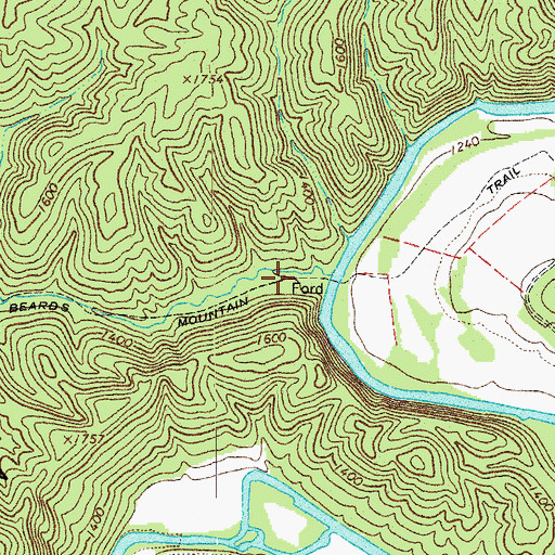 Topographic Map of Beards Mountain Trail, VA