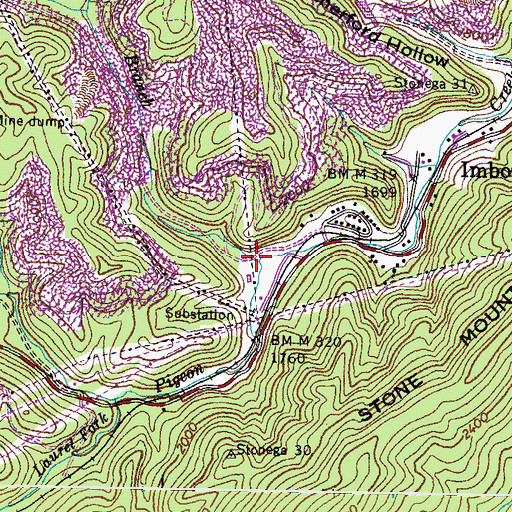 Topographic Map of Bearpen Branch, VA