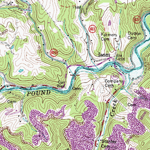 Topographic Map of Bearpen Branch, VA