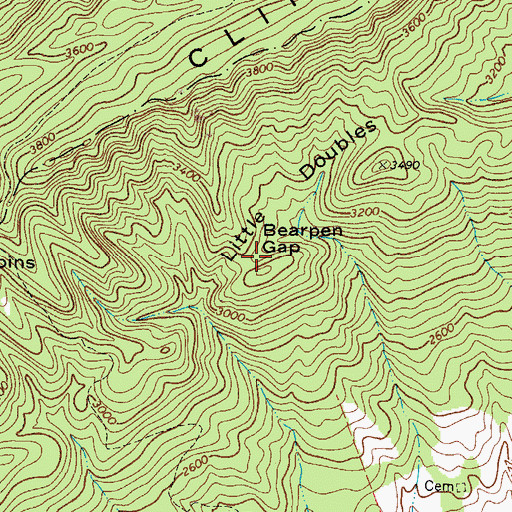 Topographic Map of Bearpen Gap, VA