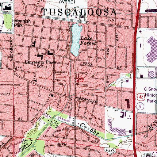 Topographic Map of Forest Hills, AL