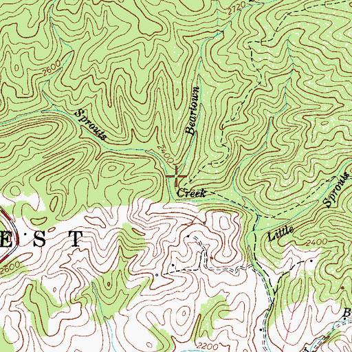 Topographic Map of Beartown Branch, VA