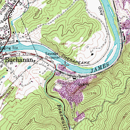 Topographic Map of Bearwallow Creek, VA