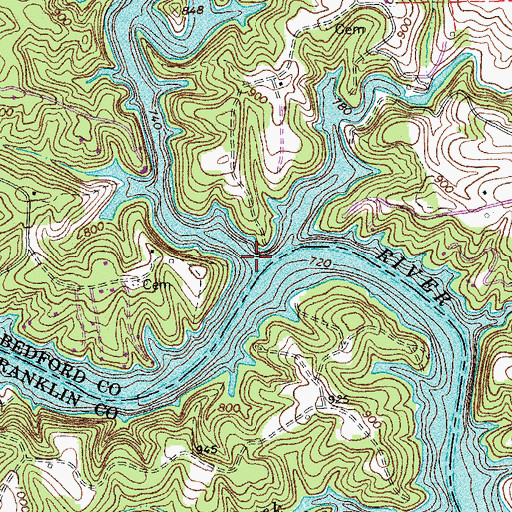 Topographic Map of Beaverdam Creek, VA