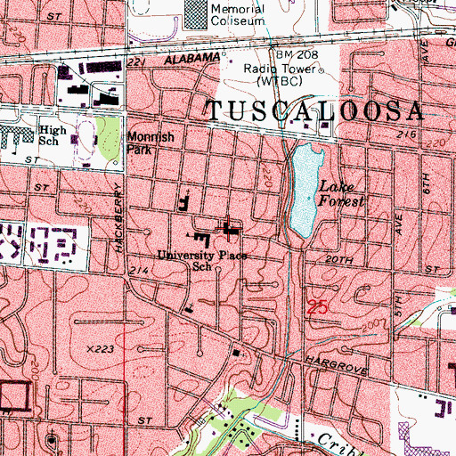 Topographic Map of Forest Lake Baptist Church, AL