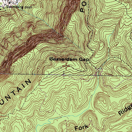 Topographic Map of Beaverdam Gap, VA