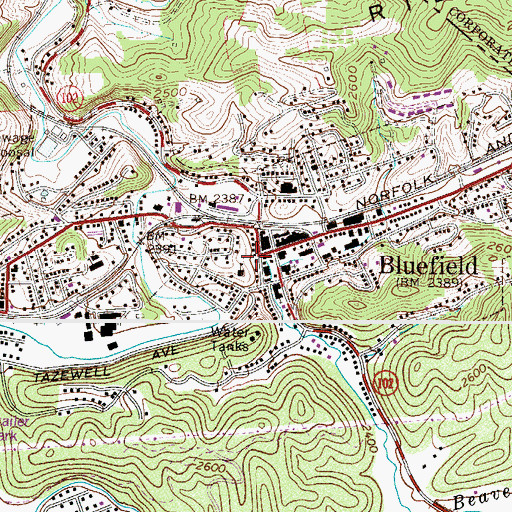 Topographic Map of Beaverpond Creek, VA