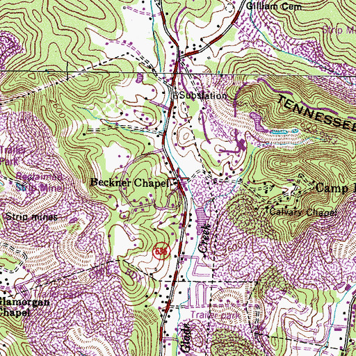 Topographic Map of Beckner Chapel, VA