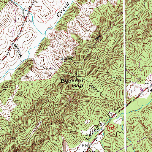 Topographic Map of Beckner Gap, VA