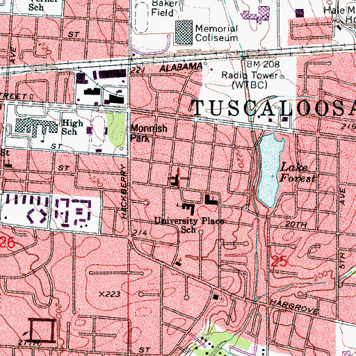 Topographic Map of Forest Lake United Methodist Church, AL