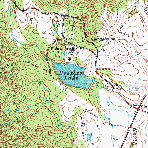 Topographic Map of Bedford Lake, VA