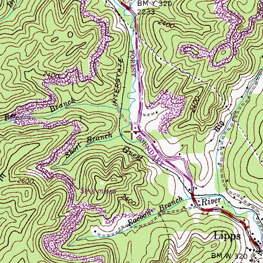 Topographic Map of Bee Branch, VA