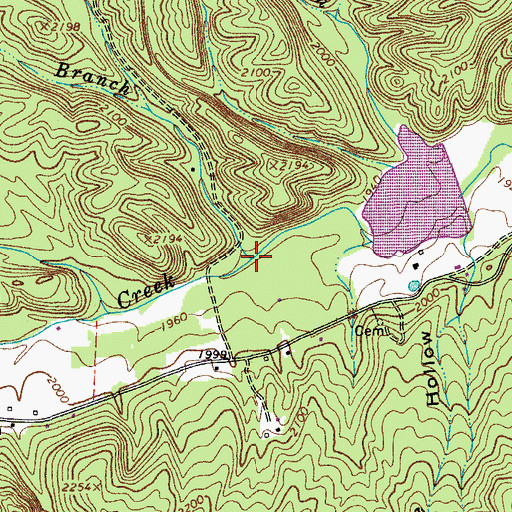 Topographic Map of Bee Branch, VA