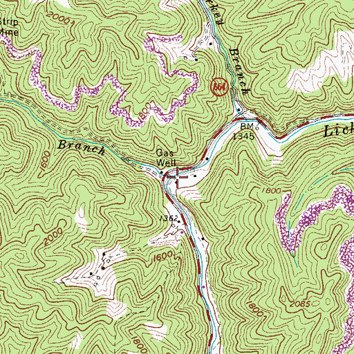 Topographic Map of Beech Branch, VA