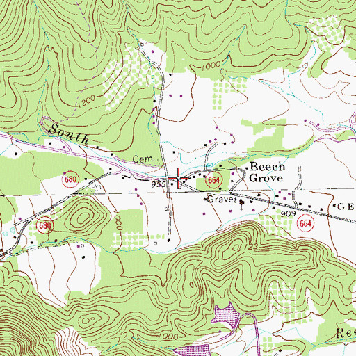 Topographic Map of Beech Grove, VA