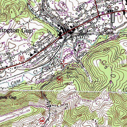 Topographic Map of Beech Hill Church, VA