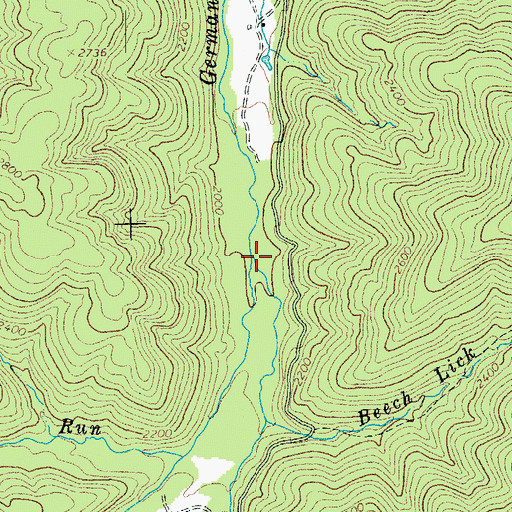 Topographic Map of Beech Lick Run, VA