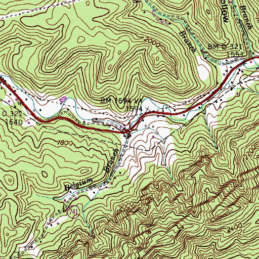 Topographic Map of Belgium Branch, VA