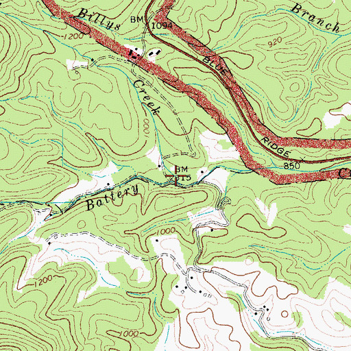 Topographic Map of Bellamy Creek, VA