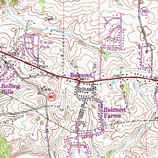 Topographic Map of Belmont, VA